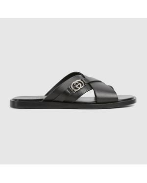 Gucci Herrenpantolette Mit Gg, Grösse - Schwarz