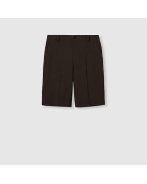 Gucci Short En Gabardine De Laine Avec Broderie, Taille - Noir