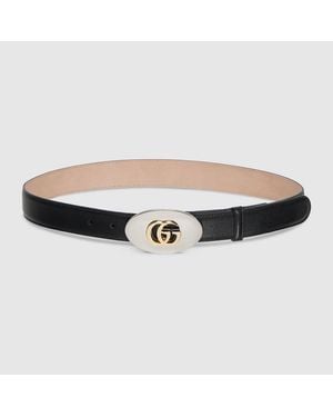 Gucci Belt With Double G Plaque Buckle, Size 100 - Black