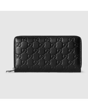 Gucci Gg Emblem Zip Around Wallet - Black
