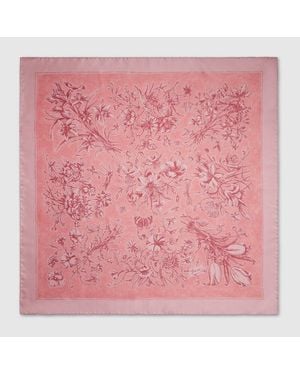 Gucci Printed Silk Twill Carré - Pink