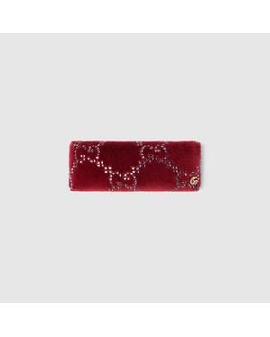 Gucci Soft Velvet Hair Clip With Crystals - Red