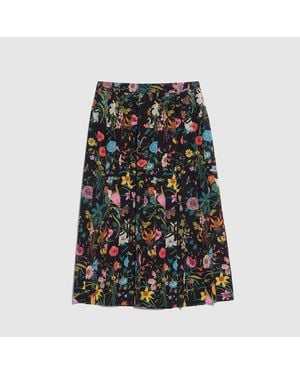 Gucci Printed Silk Midi Skirt - Black