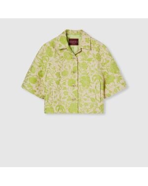 Gucci Chaqueta De Jacquard De Rizo De Algodón Flora, Talla - Amarillo