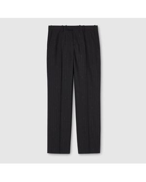 Gucci Pinstripe Wool Trousers - Black
