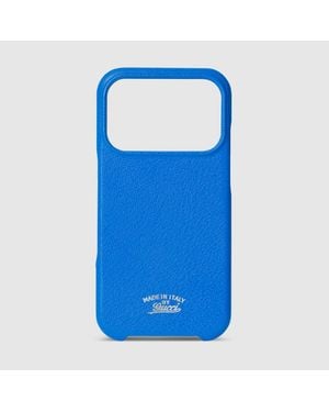 Gucci Case For Iphone 17 Pro, Leather - Blue