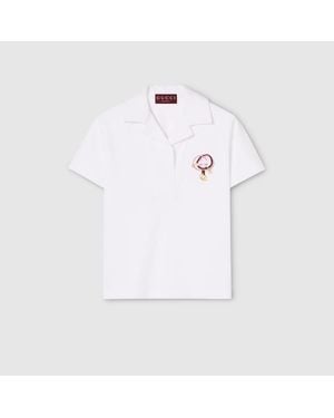 Gucci Cotton Piquet Polo Shirt With Embroidery - White