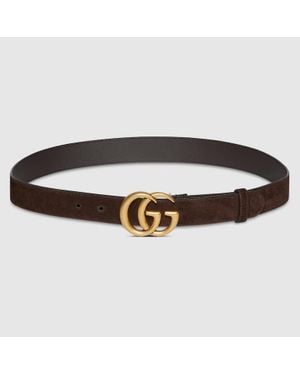 Gucci Cintura Sottile Gg Marmont, Taglia 100 - Marrone
