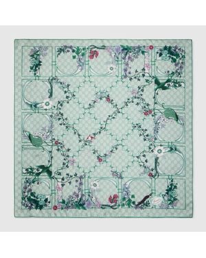 Gucci Vierecktuch Aus Seidentwill Mit Print - Grün