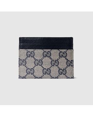Gucci Essence Classic Card Case, Gg Canvas - Blue