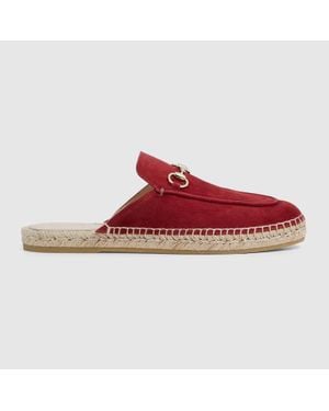 Gucci Espadrille Mule With Horsebit - Red