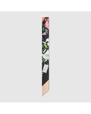Gucci Printed Gg Silk Twill Ribbon, Silk - Black
