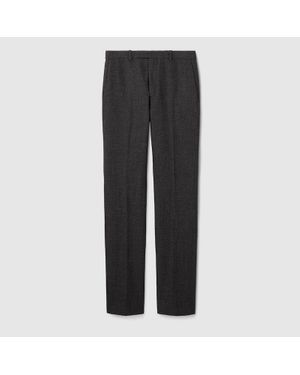 Gucci Pantalon En Laine Moulinée, Taille - Gris