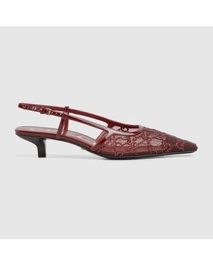 Gucci Gg Crystal Slingback Pump, Uk - Brown