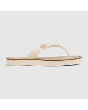 Gucci Thong Sandal With Double G - White