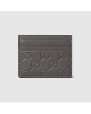 Gucci Gg Emblem Card Case - Grey