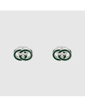 Gucci Boutons De Manchette En Émail Interlocking - Grün