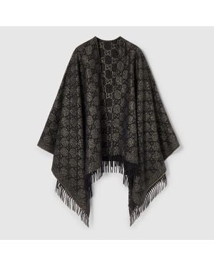 Gucci Cape Aus Gg Kaschmir-Lamé - Schwarz