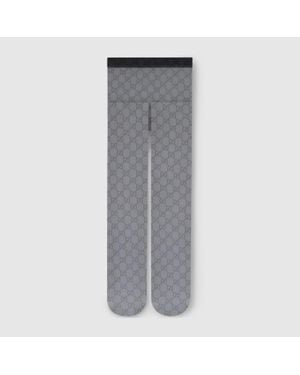 Gucci Strumpfhose Aus Stretch-Nylon Mit Print, Größe - Grau