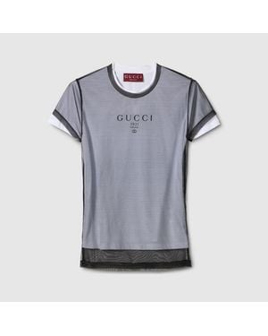 Gucci Double Layered Jersey T-Shirt With Print - Grey