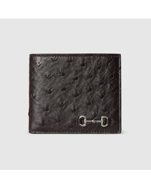 Gucci Cartera Con Dos Pliegues Y Horsebit - Negro