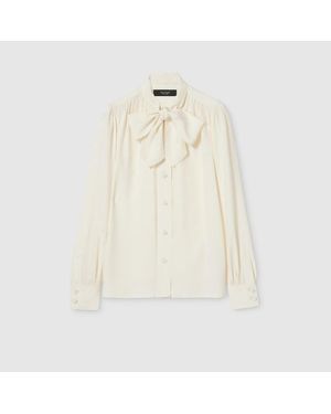 Gucci Silk Crêpe Satin Interlocking G Shirt - White