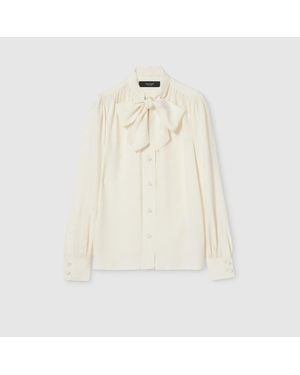 Gucci Silk Crêpe Satin Interlocking G Shirt - White