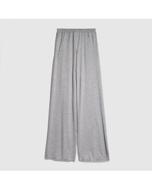 Gucci Silk Wool Leisure Trousers With Embroidery - Grey