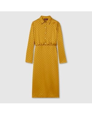 Gucci Gg Acetate Jacquard Dress - Yellow