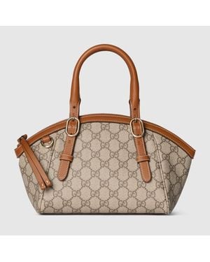 Gucci Gg Emblem Small Top Handle Bag - Brown