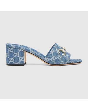 Gucci Slide Sandal With Horsebit - Blue