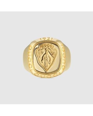 Gucci Anello Sigillo Stemma, Taglia - Metallizzato