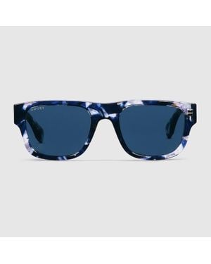 Gucci Lunettes De Soleil Rectangulaires - Bleu