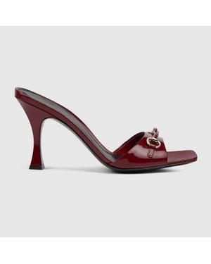 Gucci Slide Sandal With Horsebit, Size 35 It - Red
