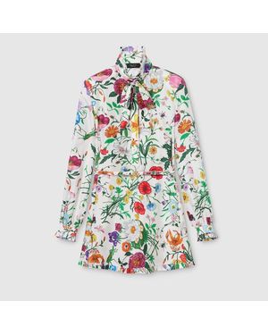 Gucci Printed Silk Twill Dress - Green