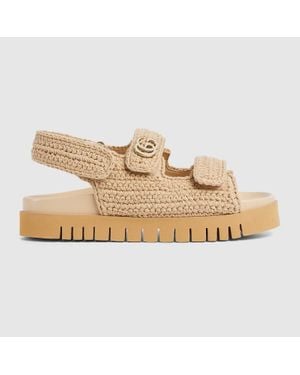 Gucci Damensandale Mit Doppel G, Größe - Mettallic