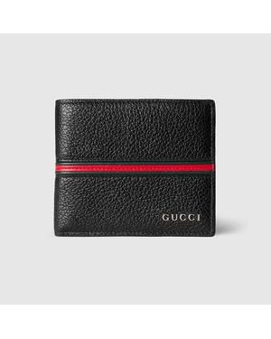 Gucci Bi-Fold Wallet With Web, Leather - Black