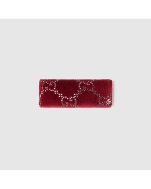 Gucci Haarspange Aus Weichem Samt Mit Kristallen - Rot