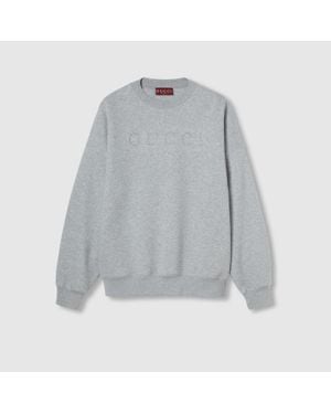 Gucci Sweat-Shirt En Jersey De Coton Embossé, Taille - Gris