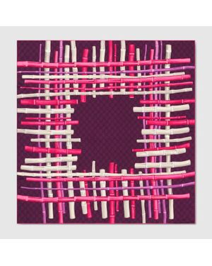 Gucci Pañuelo Cuadrado De Sarga De Seda Estampada - Morado