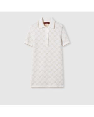 Gucci Gg Cashmere Wool Jacquard Dress - White