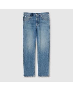 Gucci Pantalon En Denim De Coton Coupe Ajustée, Taille - Bleu