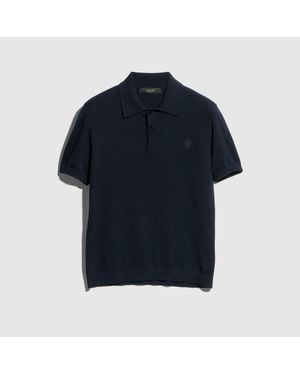 Gucci Knit Cashmere Polo Shirt With Embroidery - Blue
