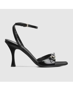 Gucci Sandal With Horsebit, Size 35 It - Black