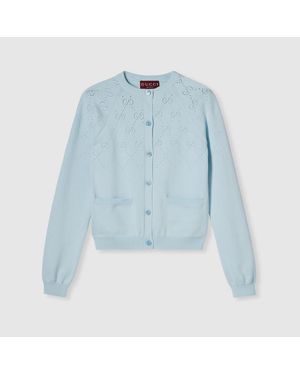 Gucci Gg Cotton Cardigan - Blue