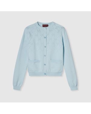 Gucci Gg Cotton Cardigan - Blue