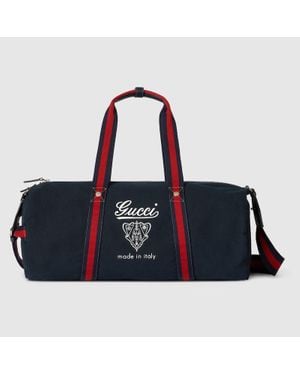 Gucci Große Reisetasche Aus Canvas Mit Print - Blau
