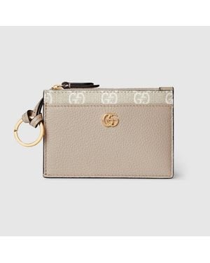 Gucci Bi-colour Gg Marmont Zip Key Pouch, Leather - Natural