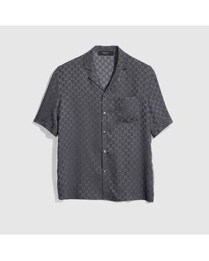 Gucci Gg Silk Jacquard Bowling Shirt - Grey
