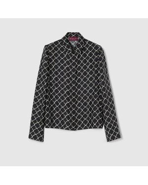 Gucci Printed Silk Twill Shirt - Black